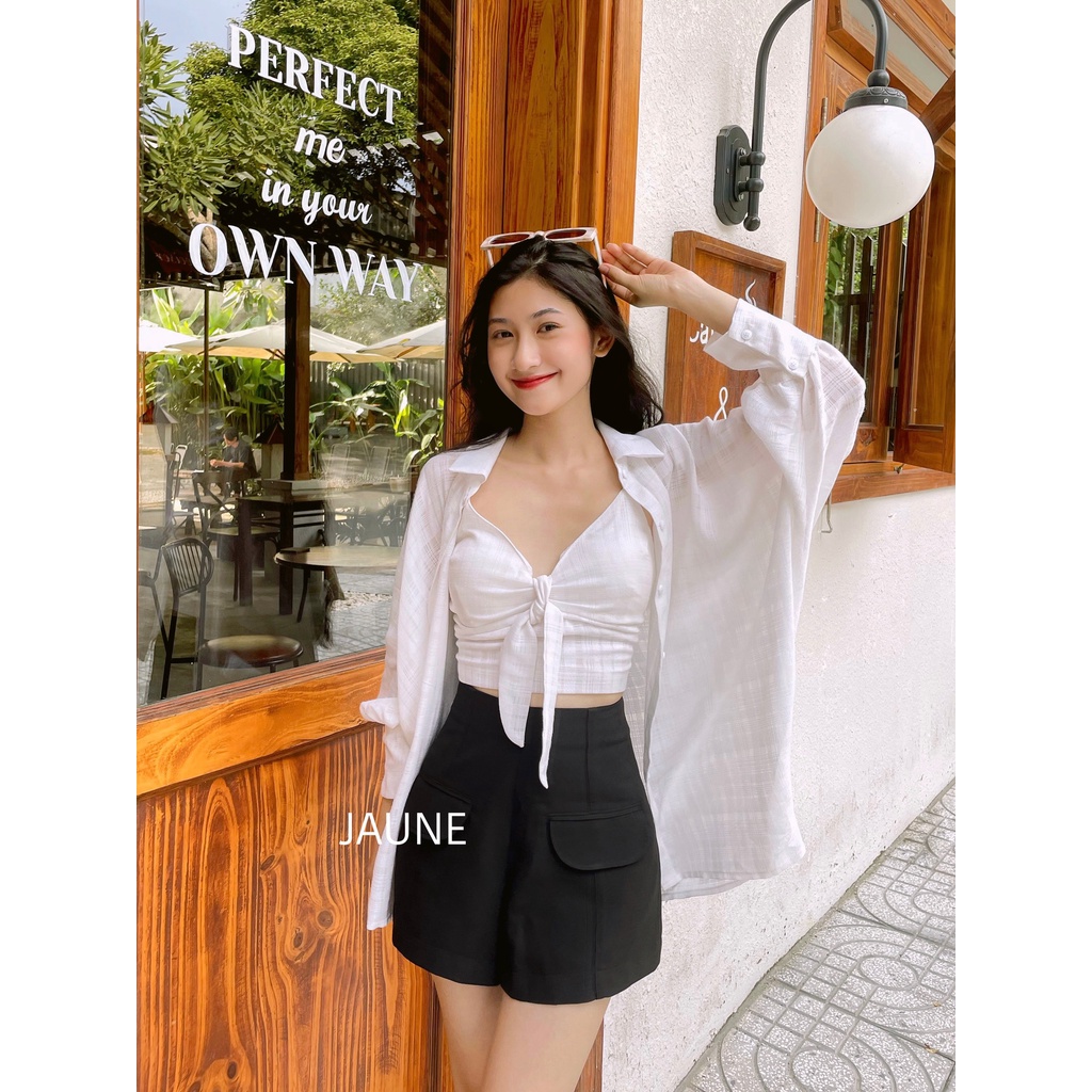 Áo sơ mi khoác ngoài kèm áo hai dây JAUNE- MONNY SET