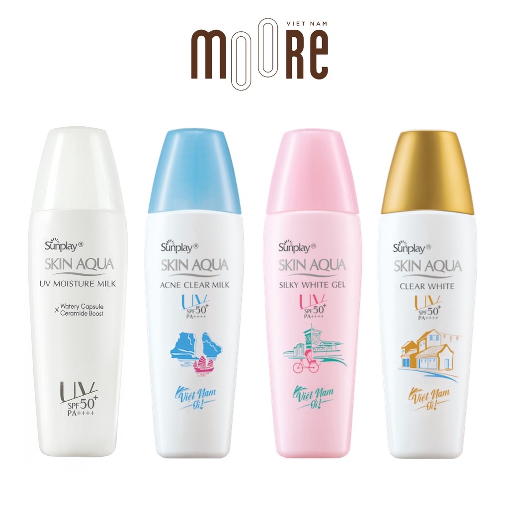 Kem chống nắng Sunplay Skin Aqua Clear White/ Silky White Gel/ Acne Clear Milk/ Moisture Milk