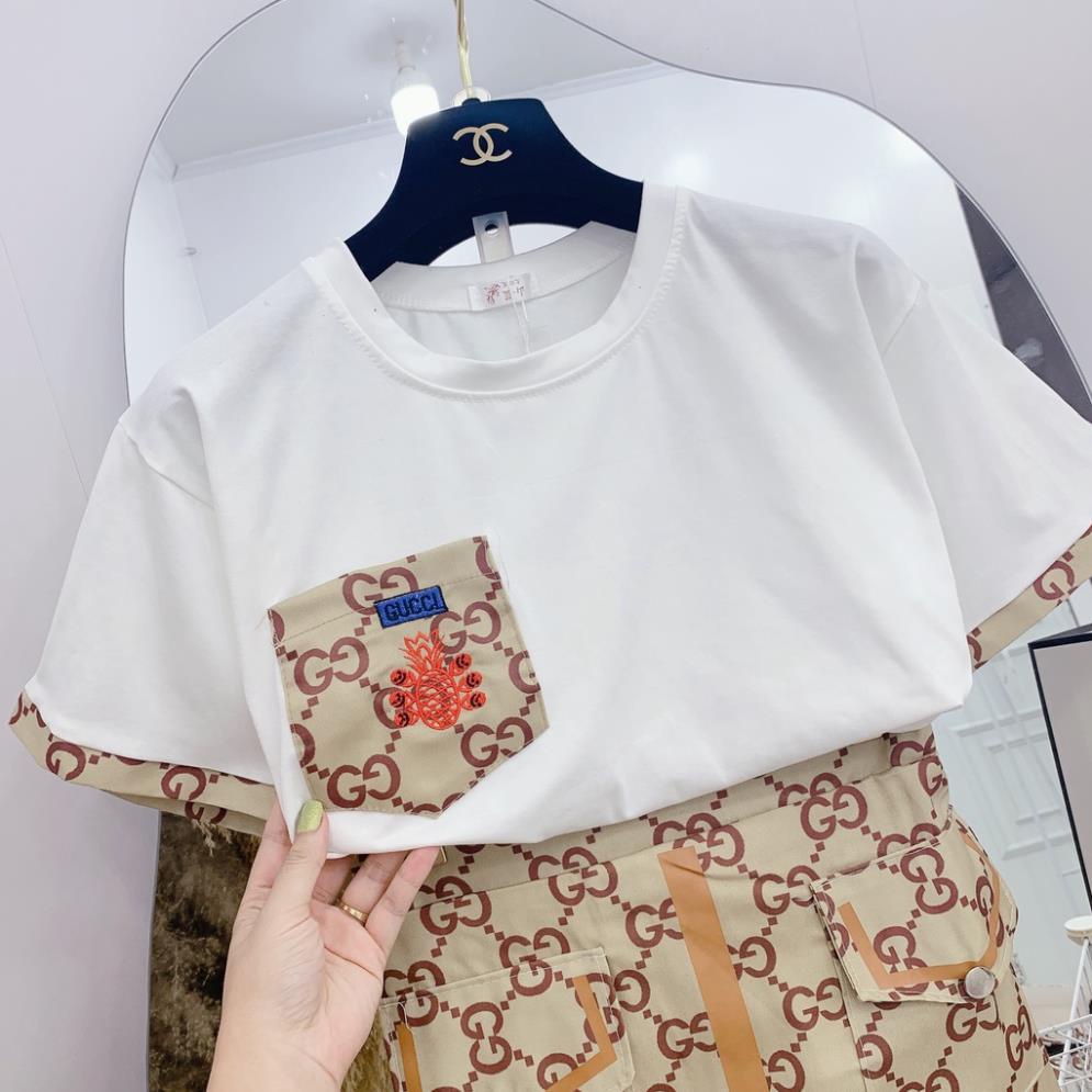 [ 𝐅𝐑𝐄𝐄 𝐒𝐇𝐈𝐏 ]  SET ÁO NẮP TÚI LOGO CHÂN VÁY CHỮ