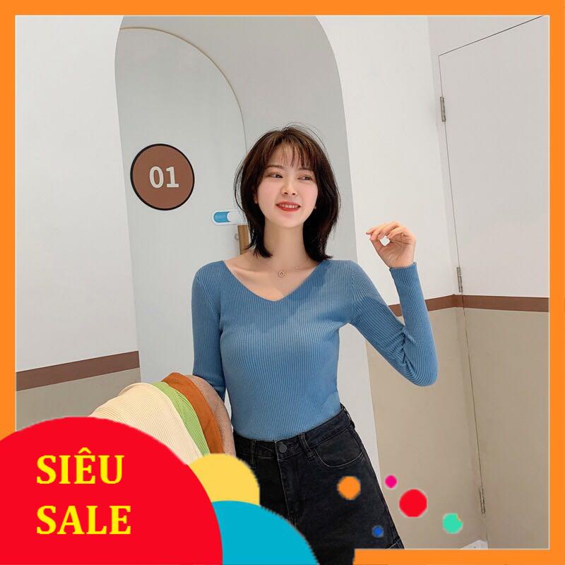 SL Áo len tăm cổ tim [Xả kho - - hàng Quảng Châu nhiều màu siêu xinh
