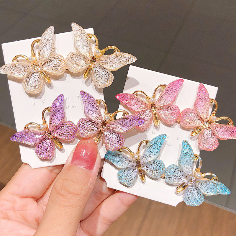 Kẹp Tóc Hình Bướm Bằng Hợp Kim Nhiều Màu Sắc Phong Cách Hàn Quốc Dễ Thương Cho Bé Gái