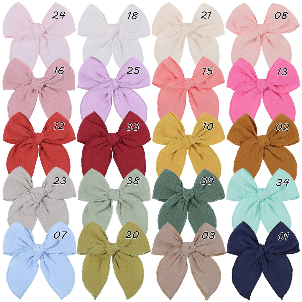 Kẹp tóc KIDSBOWS đính nơ vải cotton nylon màu trơn 5 inch dành cho bé gái