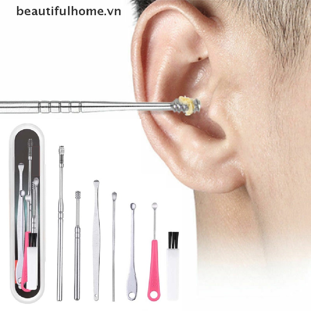 Bộ 7 Dụng Cụ Lấy Ráy Tai Bằng Thép Không Gỉ Tiện Lợi