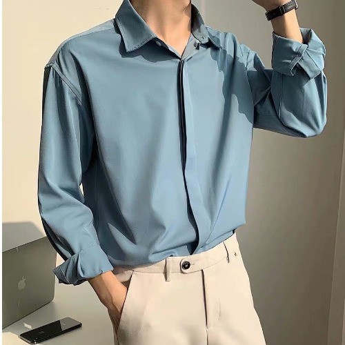 Áo sơ mi trắng tay dài dáng rộng phong cách Retro | BigBuy360 - bigbuy360.vn