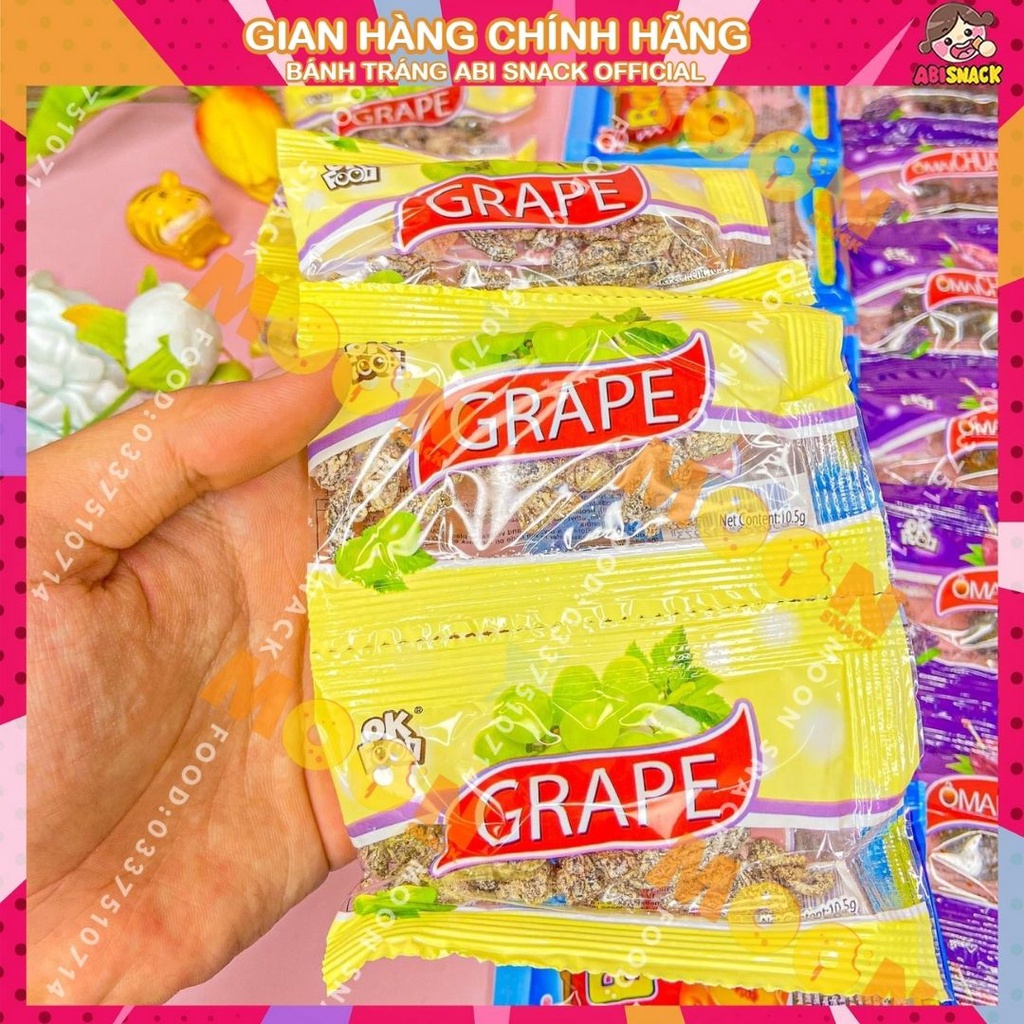 Set 10 gói kẹo ô mai nho/ô mai chua ngọt/ ô mai đào baby 5 gói 5x10,5g