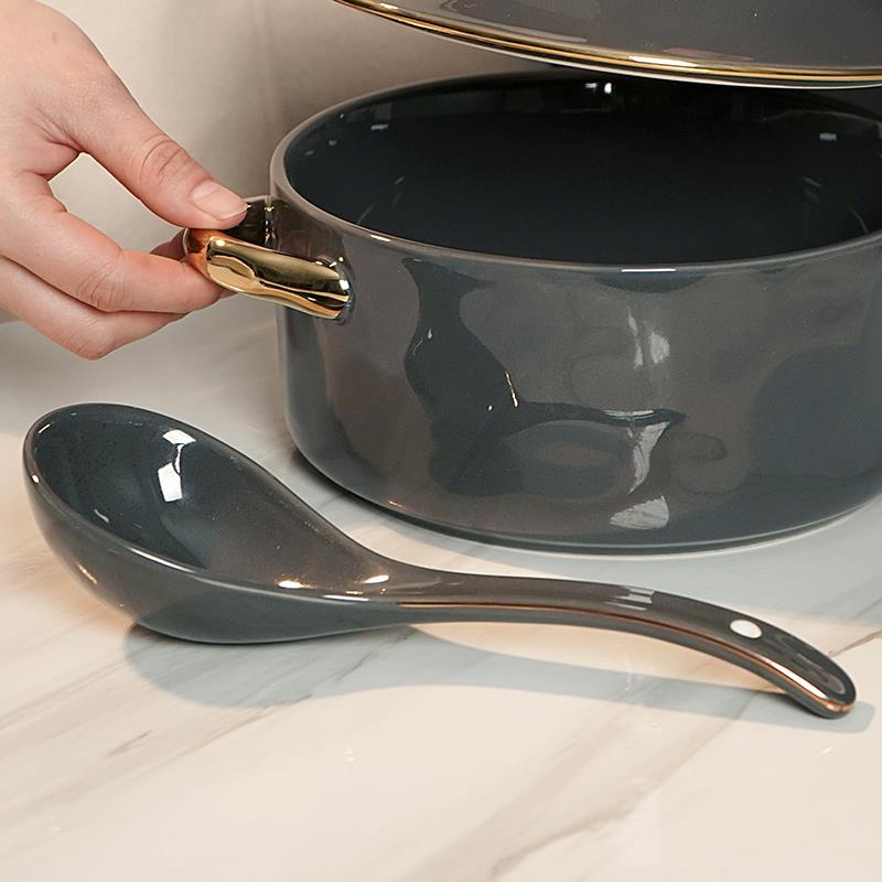 Muỗng Múc Canh Bằng Sứ Cỡ Lớn Tay Cầm Dài Tiện Dụng