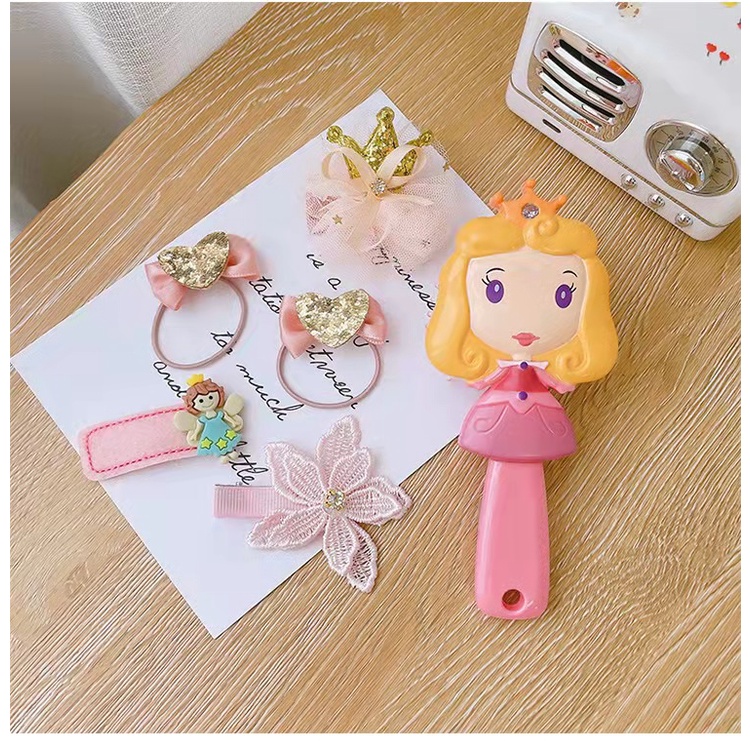 Hộp 6 món dụng cụ làm tóc kiểu hoạt hình xinh xắn cho bé gái