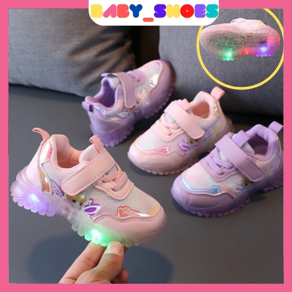 Giày Thể Thao Bé Gái Phát Sáng Hình Công Chúa Elsa 3D Siêu Nhẹ Cao Cấp EL05