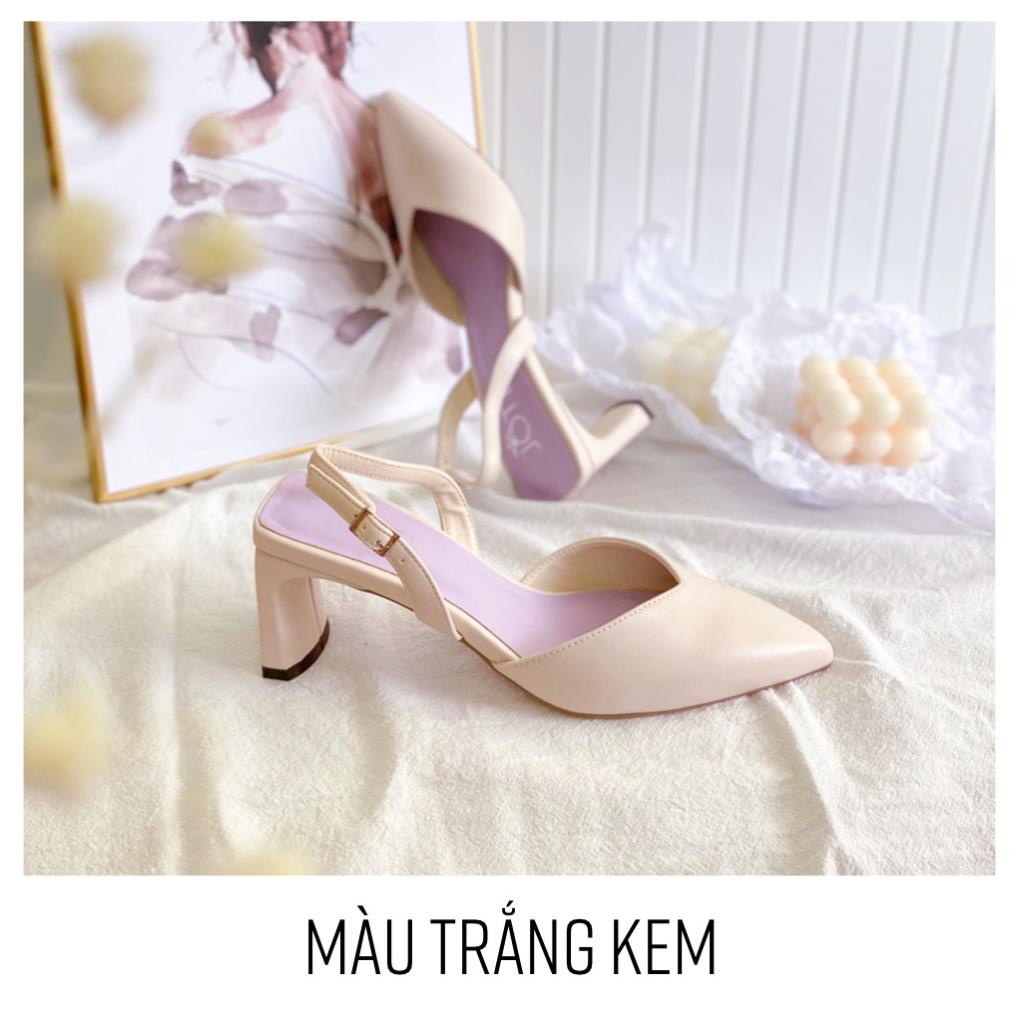 Giày Cao Gót Nữ JOTI Fiona 3237VN6 - Mũi Nhọn Hở Gót Đế Trụ Cao 6cm Da Mờ - Mang Công Sở Dự Tiệc .