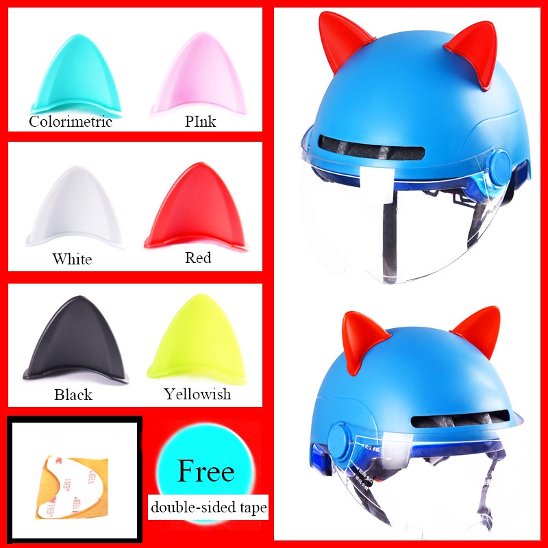 Motorcycle Helmet Cat Ears Cute Decoration Style Electric Car Motocross Stickers Driving Stylish Universal Helmet Accessories