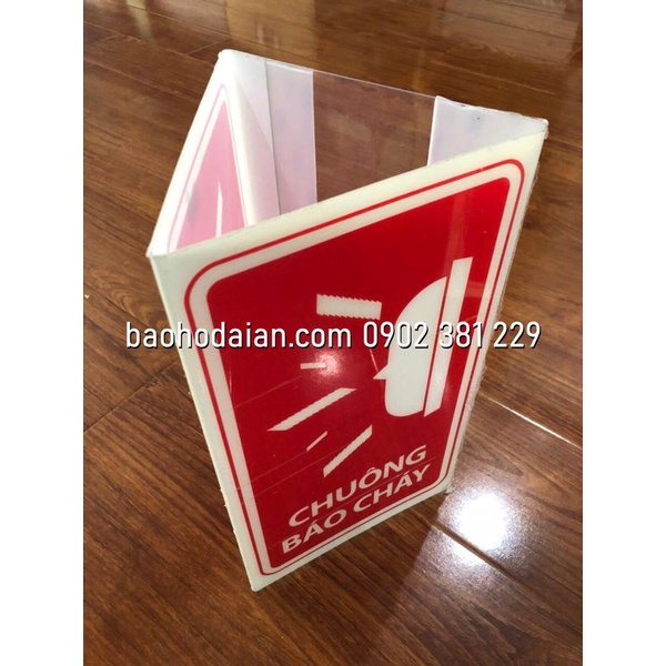 Biển báo dạ quang hộp tam giác hộp cứu hỏa, bình chữa cháy, chuông báo cháy