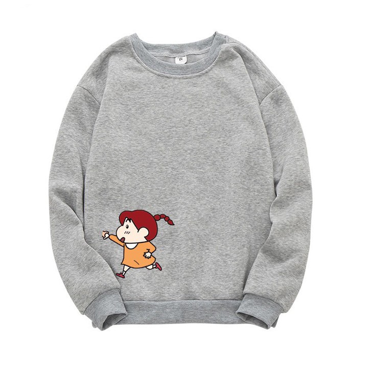 Áo Thun Sweater Nữ Tay Dài Vây Cá In Cậu Bé Bút Chì Shin ATN6273