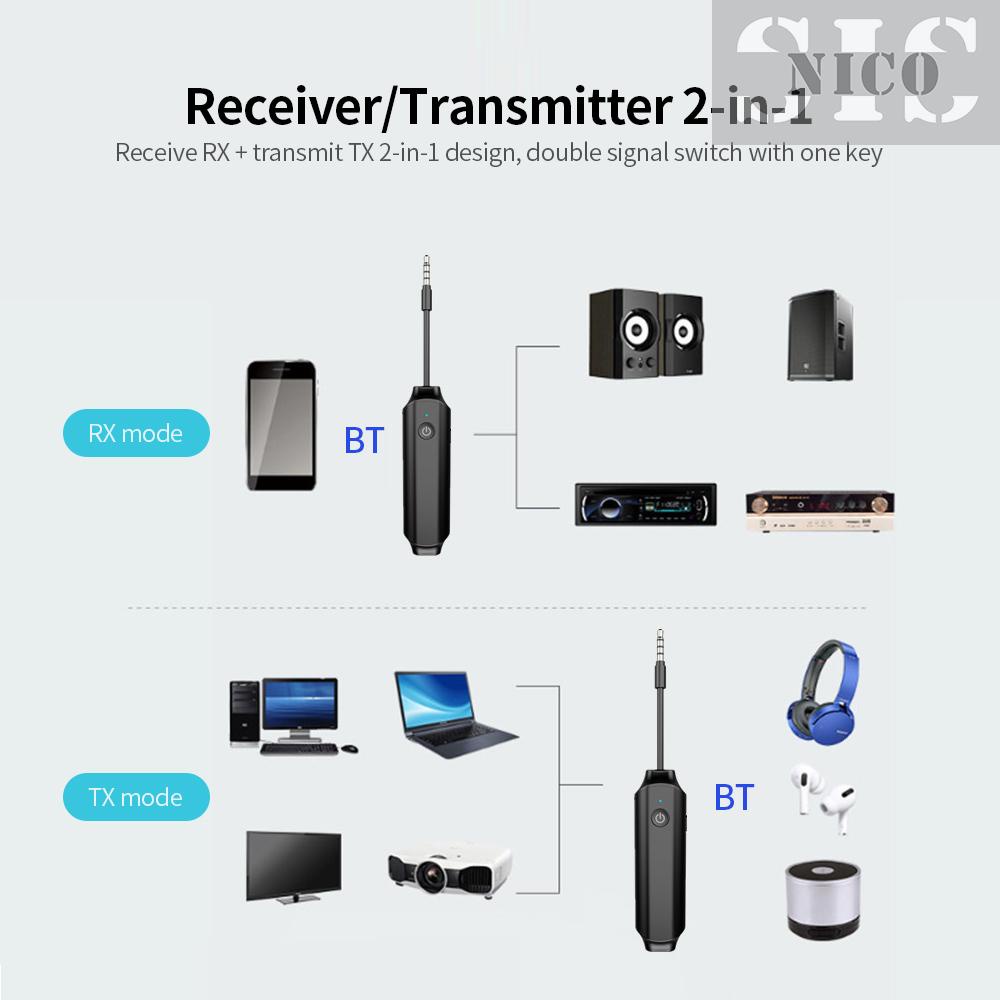 Bộ Chuyển Đổi Âm Thanh Không Dây Bt 5.0 2 Trong 1 Đen | BigBuy360 - bigbuy360.vn