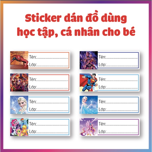 [ COMBO 50 Sticker Dán ]] Sticker Dán Đồ Dùng Học Tập, Đồ Dùng Cá Nhân Cho Bé Gái, Bé Trai ( KT: 5x1,5cm)