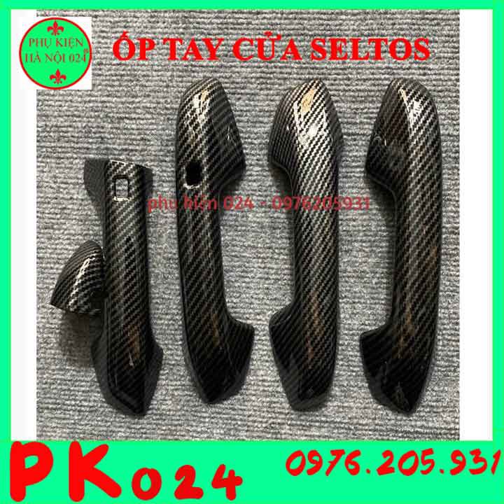 [Seltos 2020] Bộ Ốp Tay Nắm Hõm Cửa Seltos 2020 Vân Cacbon