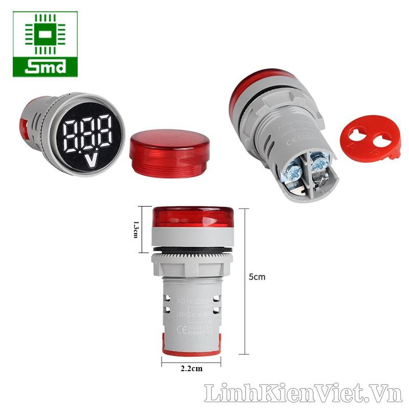 Đèn báo nguồn hiển thị điện áp AC 80-500V OX-AD16 22mm (màu trắng)