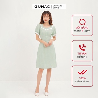 Đầm nữ caro phối bèo GUMAC DA1239