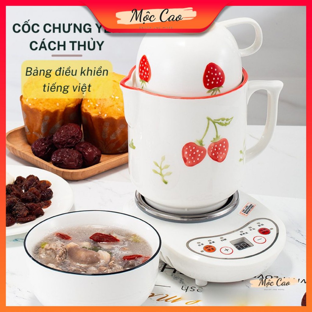 Cốc chưng yến, Cốc hầm thông minh đa chức năng bảng điều khiển tiếng việt - tặng kèm thố chưng yến