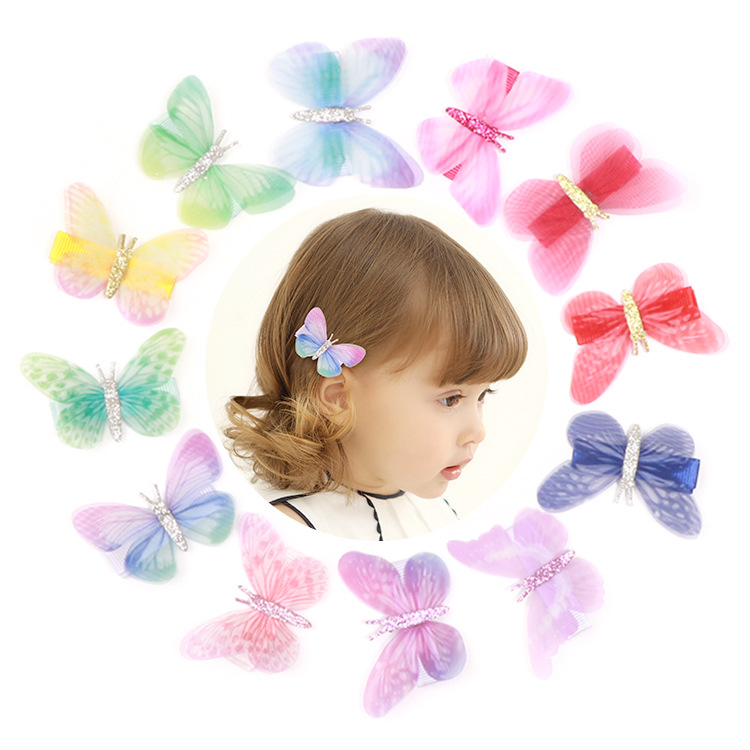 Kẹp tóc SOFFNY trang trí bươm bướm nhiều màu sắc tùy chọn phong cách Hàn Quốc xinh xắn dành cho bé gái