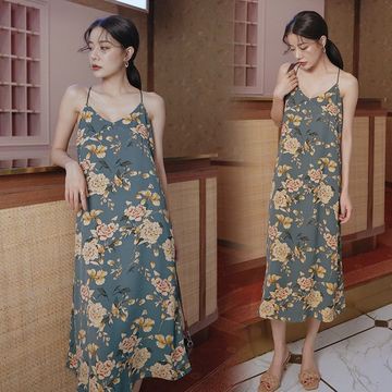 Đầm Voan Hoa Thời Trang Retro Đáng Yêu Cho Nữ Mùa Hè