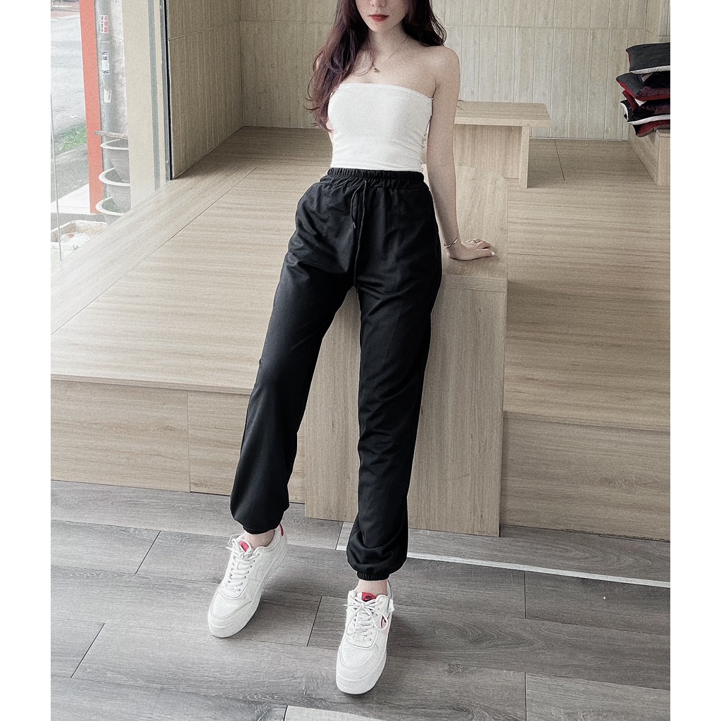 Quần jogger nữ thể thao đẹp, quần bomber Unisex chun bo gấu, chất thun nỉ dày dặn, ống rộng dáng suông Ulzzang, QN008