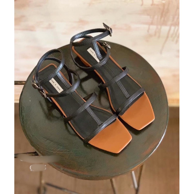 [MẪU ĐẸP] Giày sandal cao gót 2cm mũi vuông dây chiến binh rọ Màu đen- Nude CEWRA | AShoes VNXK