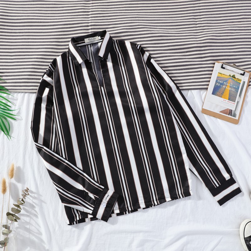 Men's fashion style striped long-sleeve shirt