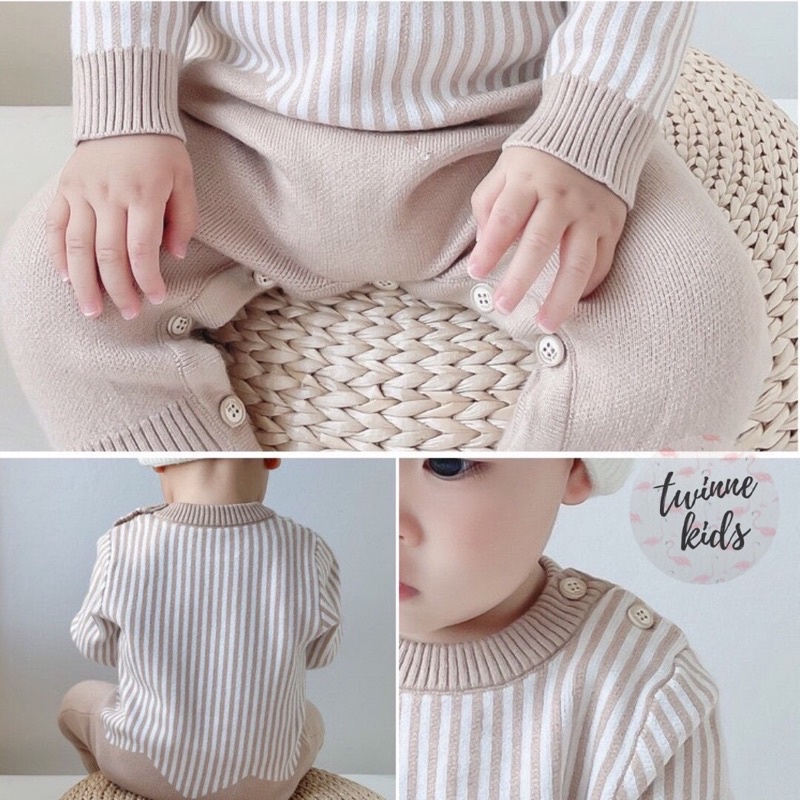 [Daniel Baby] Bộ đồ liền thân dệt kim mềm mịn, bodysuit sơ sinh chất liệu len cotton dành cho bé trai 3-24 tháng