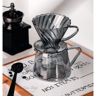 Bộ phễu lọc cà phê giấy v60 pour over drip tornado dripper