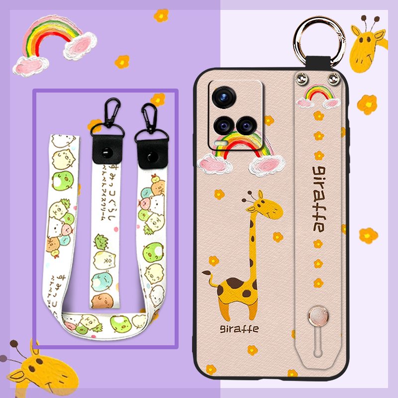 Ốp Điện Thoại Mềm Họa Tiết Hoa Chống Thấm Nước Có Dây Đeo Cho VIVO Y21 2021/Y21S/Y33S 4G/Y32/Y21T/Y33T
 4G/Y32China/Y21t