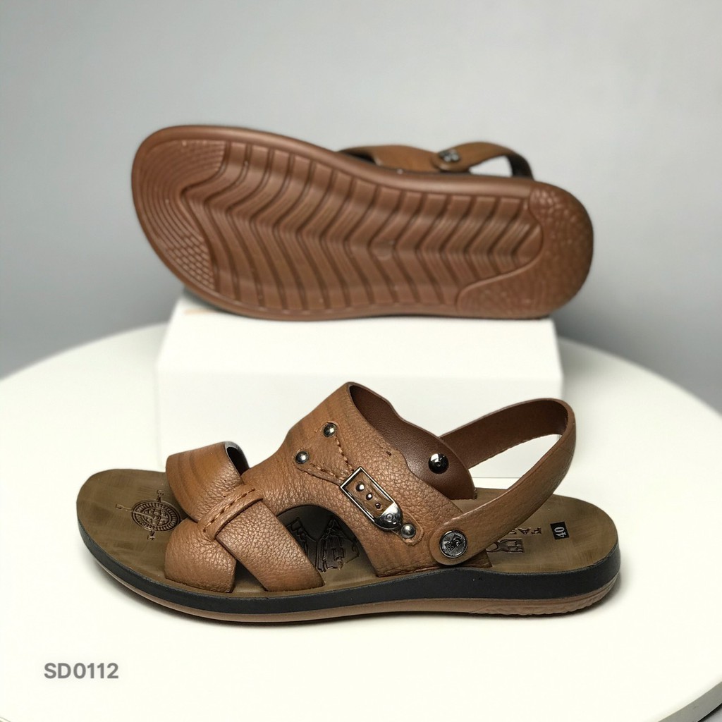 Sandal nam BQ ❤️FREESHIP❤️ Dép quai hậu nam da bò quai lật SD0112