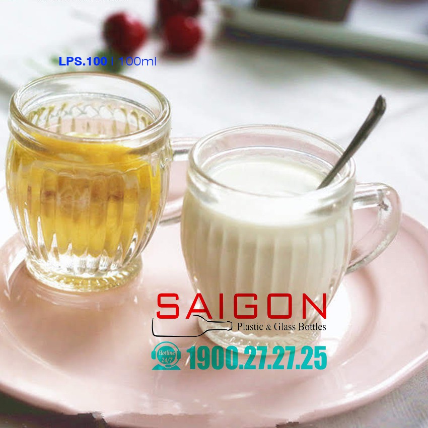 Ly Thủy Tinh Sọc Làm Pudding 100ml Nắp Nhựa Cao Cấp | LPS.100