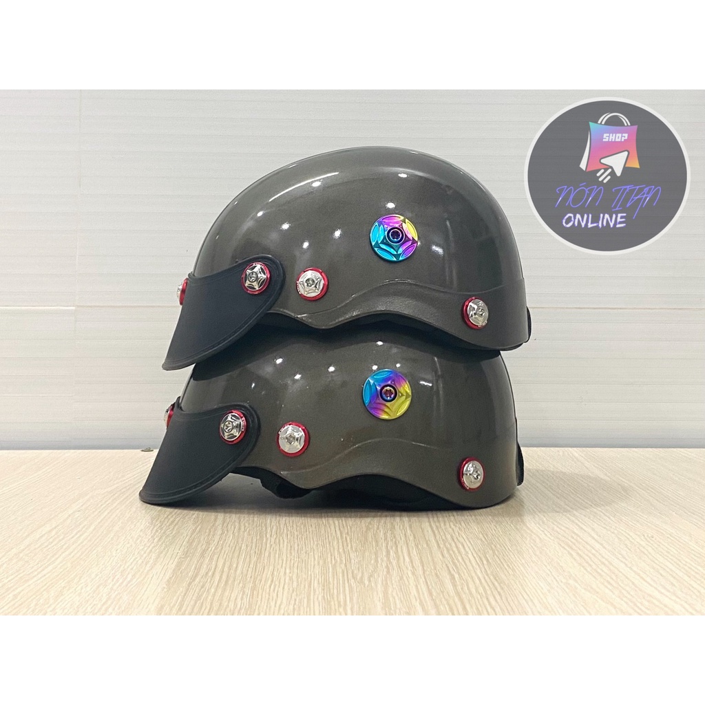 [TẶNG TEM BIKER] Nón Bảo Hiểm Trơn - Sơn Nhiều Màu - Phủ NaNo - Gắn full 8 ốc Salaya + Gù Titan Gr5 Siêu Ngầu