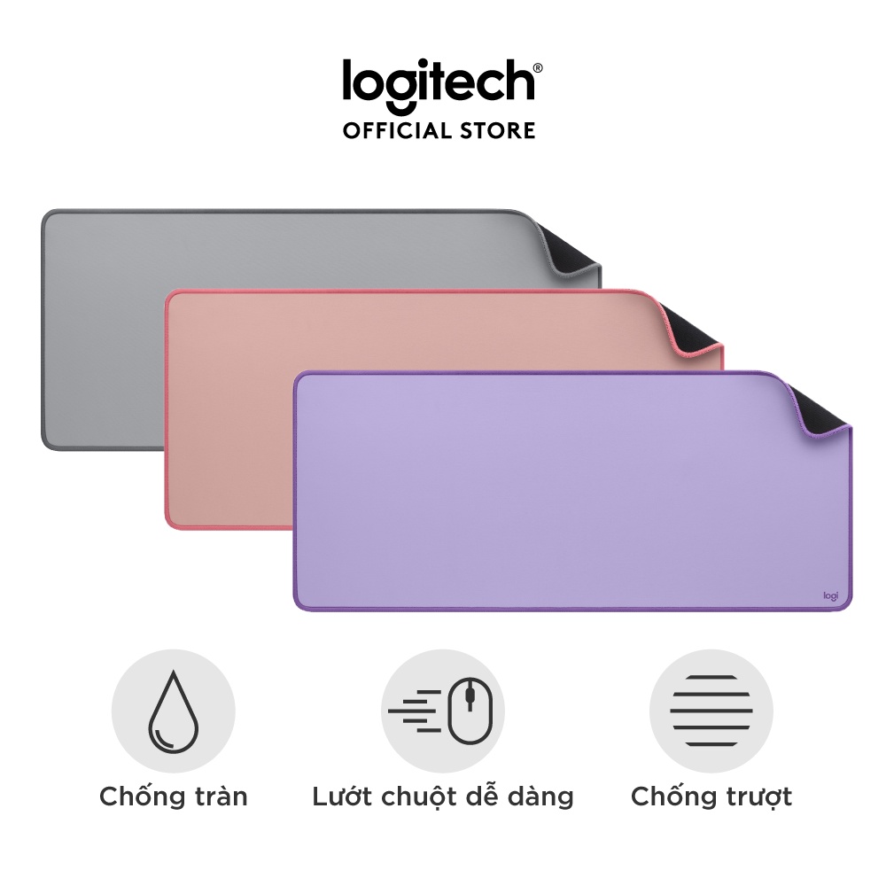 [Mã ELLOGIWL5 giảm 10% đơn 500K] Bàn di chuột cỡ lớn Logitech Desk Mat - Đế chống trượt, lướt dễ dàng, chống đổ tràn