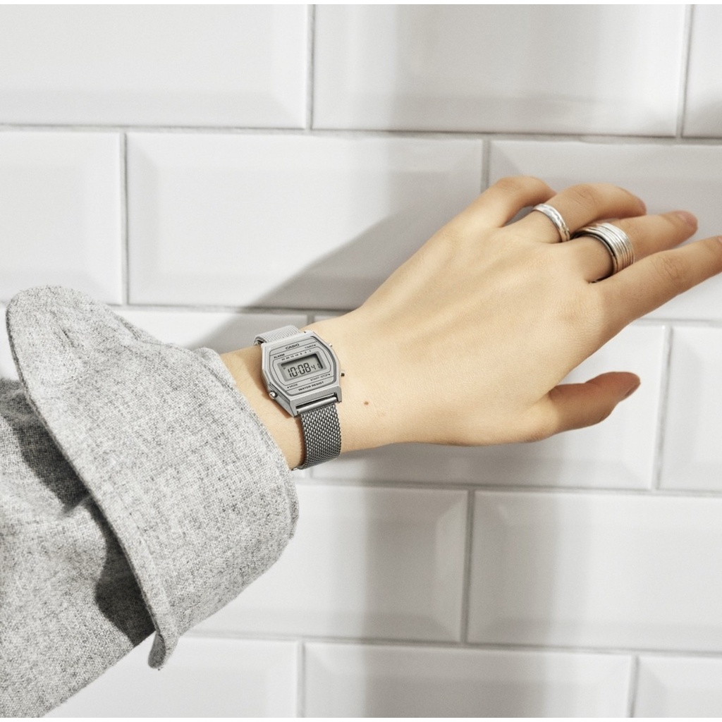 Đồng hồ Casio chính hãng A700 - LA670 dây mesh bạc, đồng hồ đôi nam nữ
