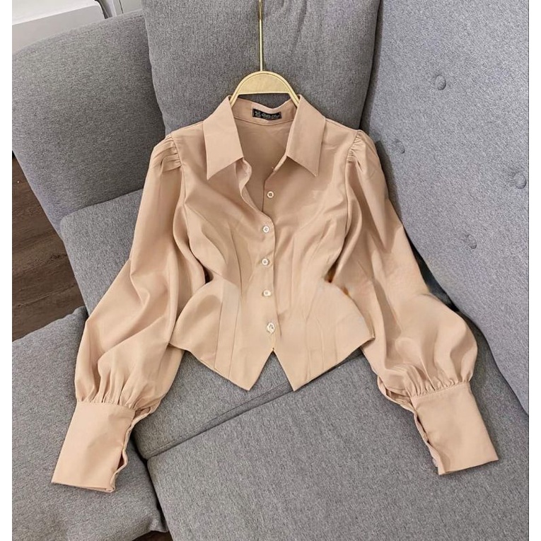 Áo sơmi tay phồng vạt chéo mã 2407