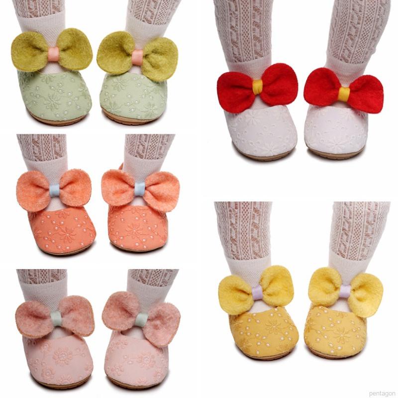 Đôi giày búp bê đính nơ/ Đôi vớ viền ren tập đi chống trượt xinh xắn dành cho bé gái