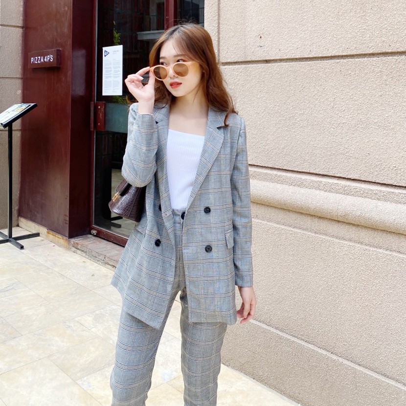 Sét Áo Và Quần Dài kẻ Crô, sét bộ kẻ  2 lớp Hachidesigns | BigBuy360 - bigbuy360.vn