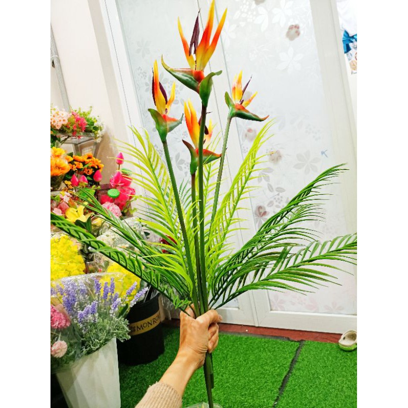 Cành hoa thiên điểu cao su giống thật 99%-cành hoa giả trang trí nội thất, decor-hoaluaminhhoa