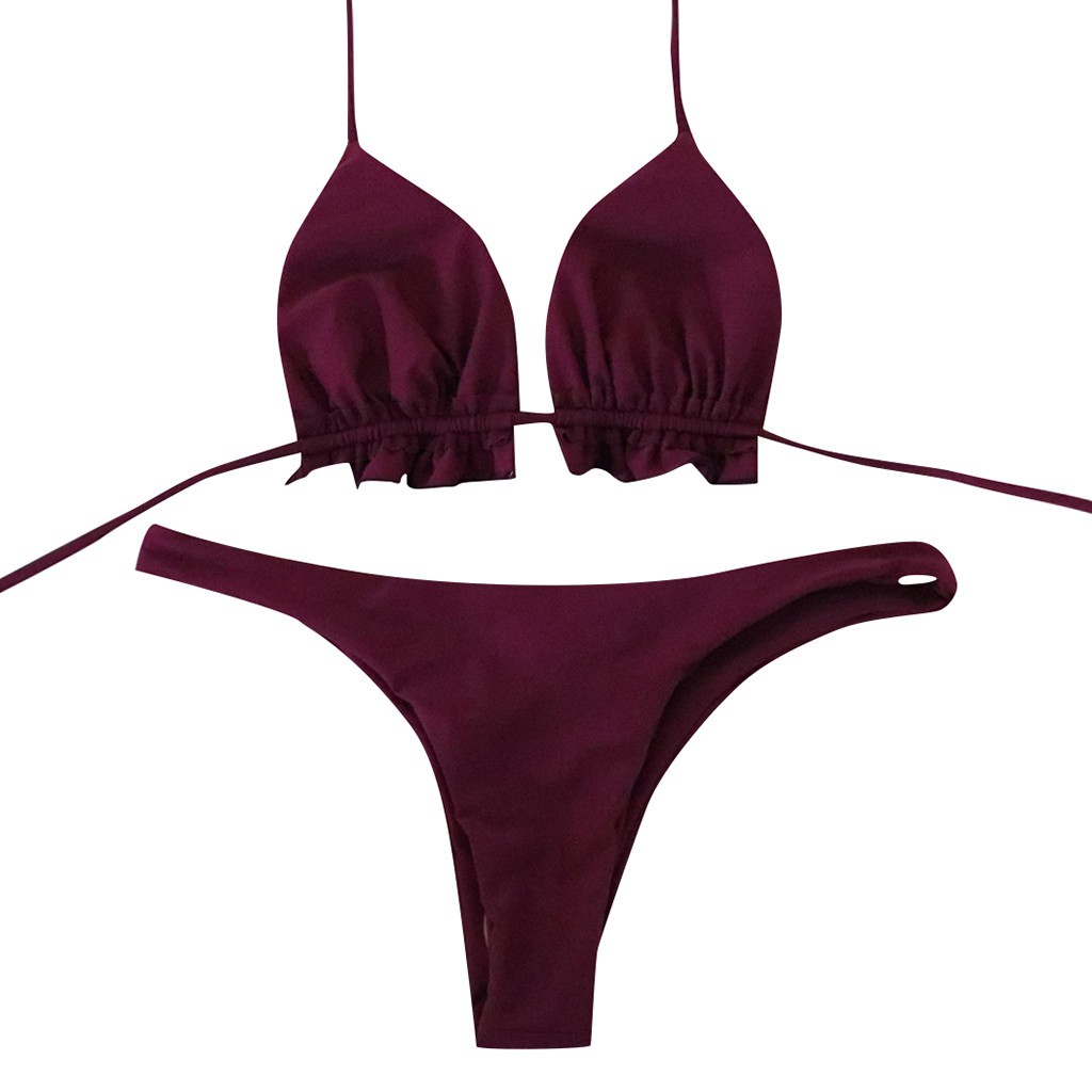 Bộ bikini 2 mảnh màu trơn phong cách Brazilian thời trang cho nữ | BigBuy360 - bigbuy360.vn