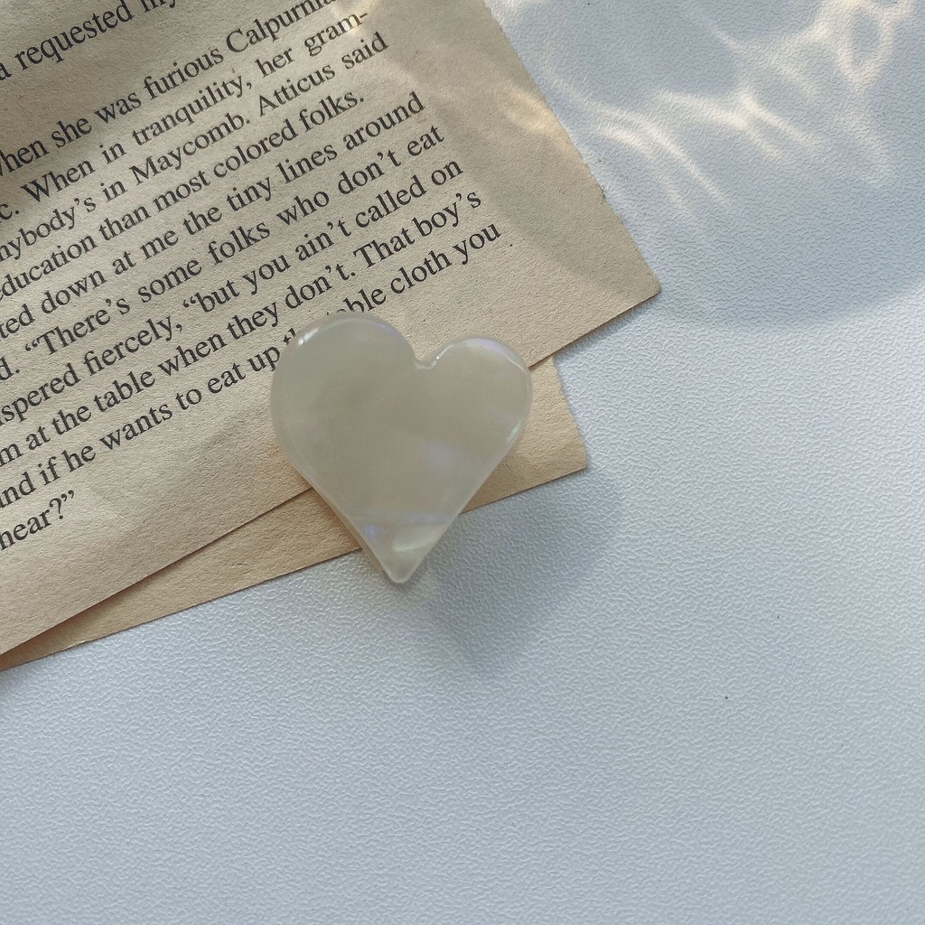 Set 2 Kẹp Tóc Hình Trái Tim Họa Tiết Cẩm Thạch / Trái Tim Đơn Giản Phong Cách Retro Cho Nữ