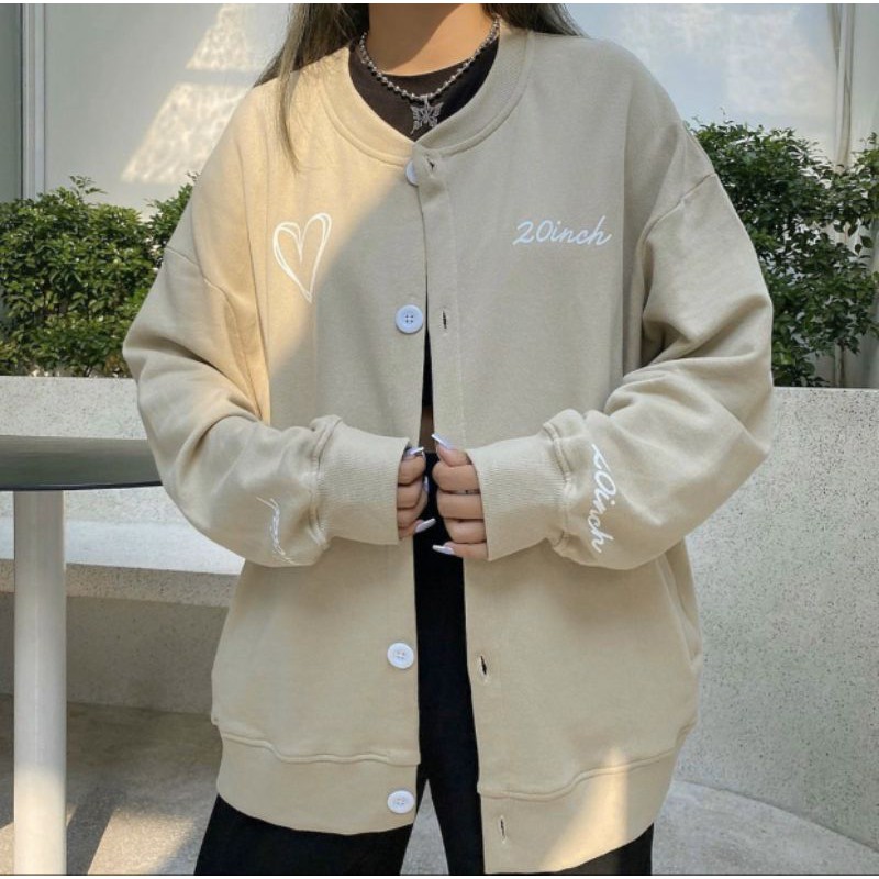 ÁO KHOÁC NỈ CARDIGAN FORM ULZZANG NAM NỮ IN TRÁI TIM - TD TEENSHOP