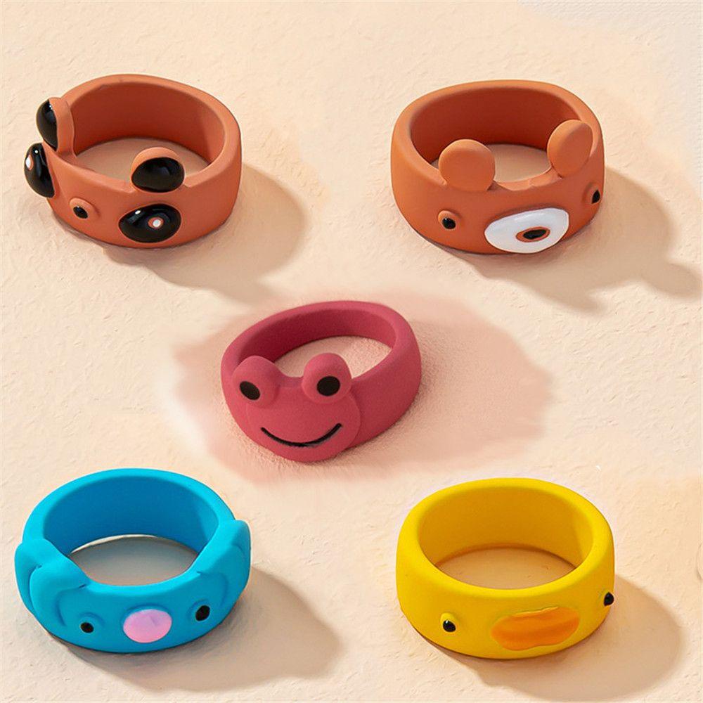 Nhẫn Hình Động Vật Bằng Nhựa Dễ Thương Nhiều Màu Sắc