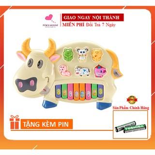 [Tặng Kèm Pin]Bộ Đồ Chơi Đàn Piano Bò Sữa Đáng Yêu Cho Bé