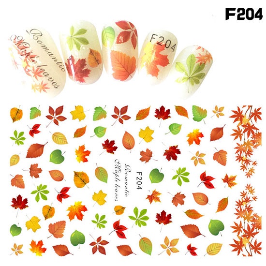 Miếng Dán Móng Tay 3d Hình Lá Phong / Sóc / Cánh Hoa Lá Độc Đáo DIY