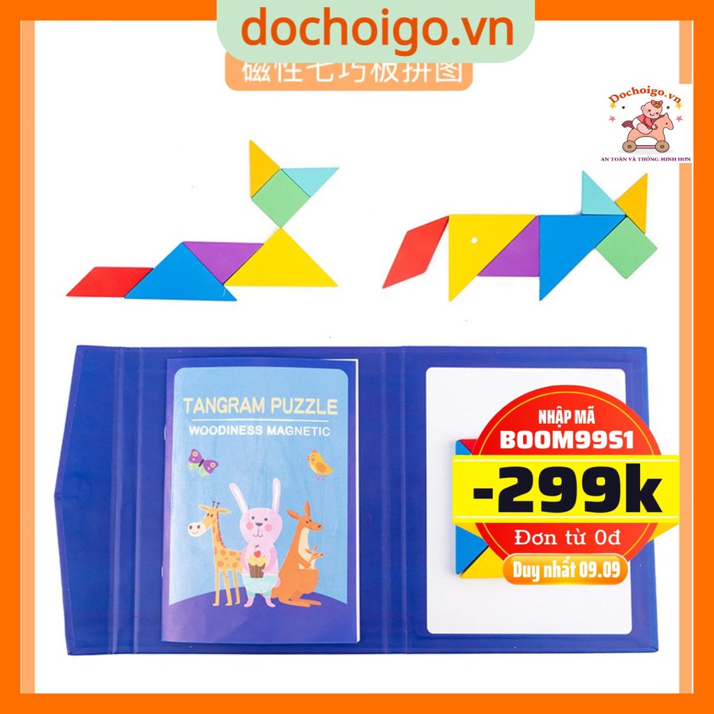 Đồ chơi xếp hình tangram có nam châm cho bé, dồ chơi phát triển trí tuệ dochoigo.vn