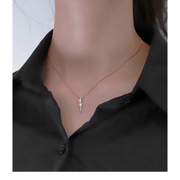 Vòng cổ Mạ Bạc 925 Thiết Kế Mặt Hình Học Đơn Giản Thời Trang Cho Nữ