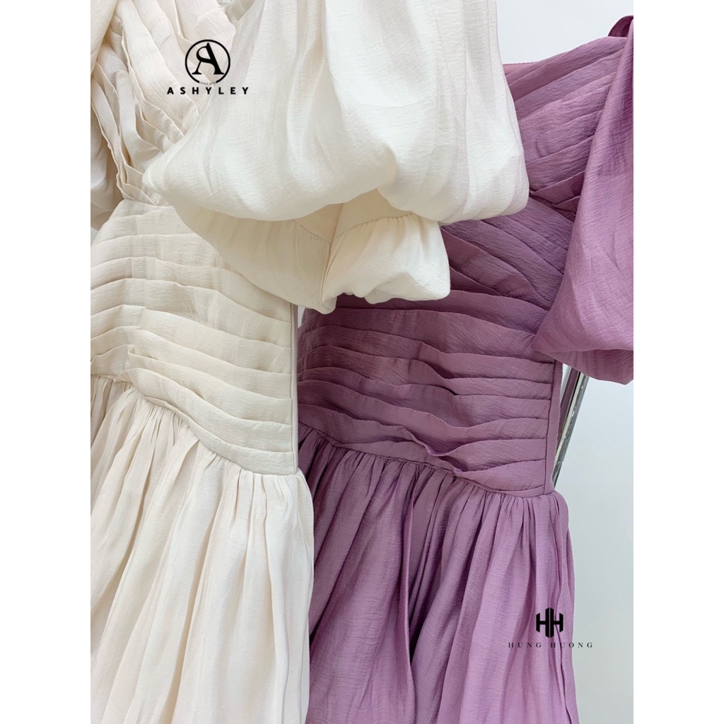 VÁY XẾP LI CUT OUT TAY BỒNG SIÊU XINH