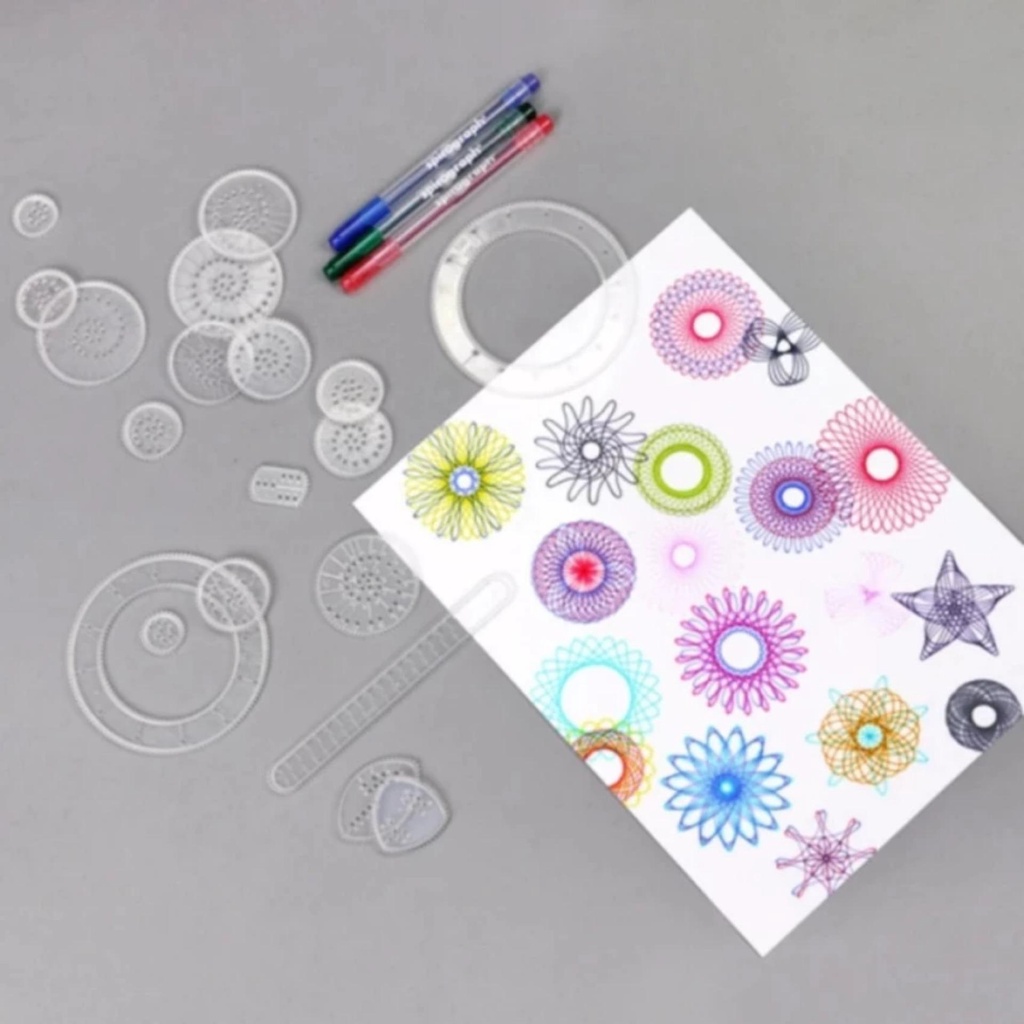 Bộ 27 thước vẽ họa tiết sáng tạo Spirograph -Nâng cao khả năng sáng tạo cho bé