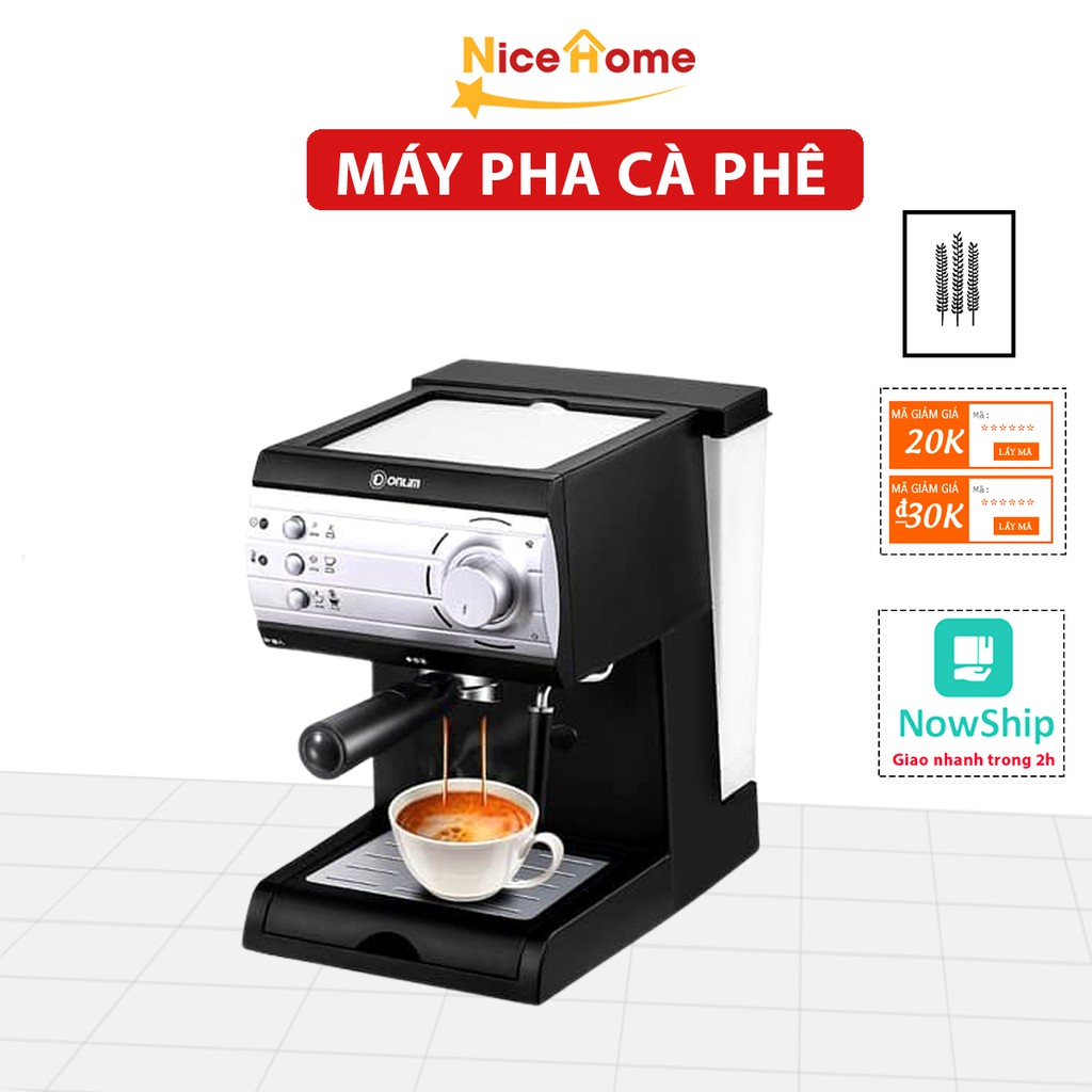 Máy pha cà phê tự động Donlim cho gia đình và văn phòng, máy pha cafe chuẩn Espresso cao cấp